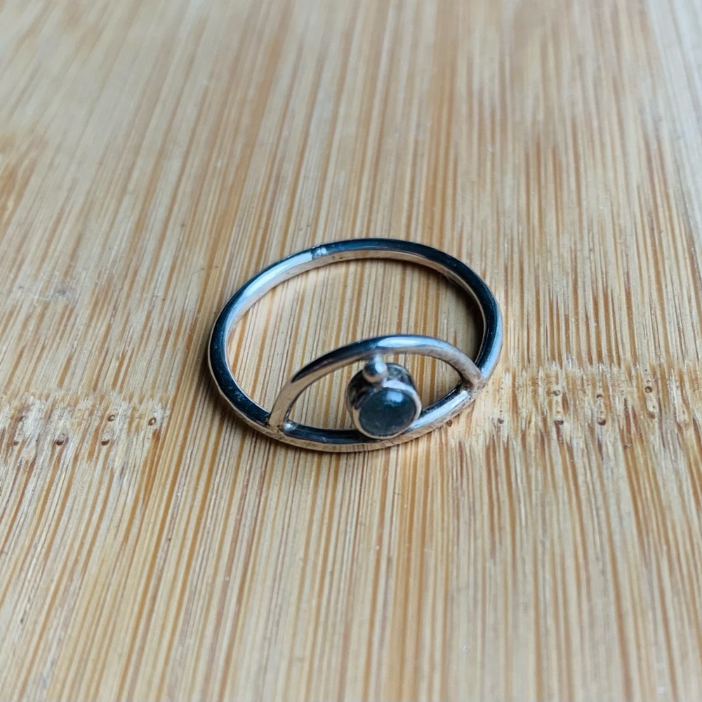 Sterling Silver Ring with Labradorite gem and Gold accent